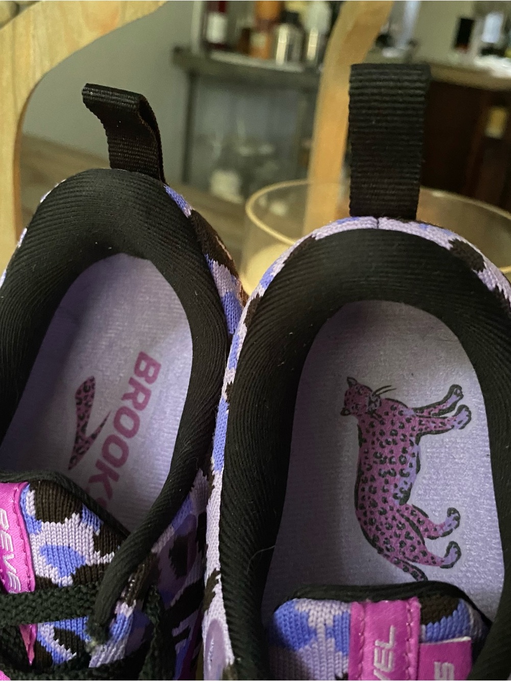 Brooks Women's Purple Black Pink Leopard Print Athletic Shoes - Picture 7 of 9